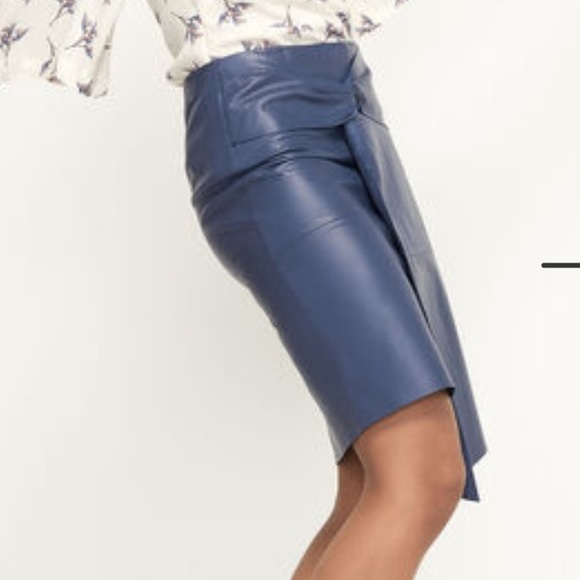 Ba&sh lea skirt blue lamb leather skirt size 2 - Picture 2 of 8